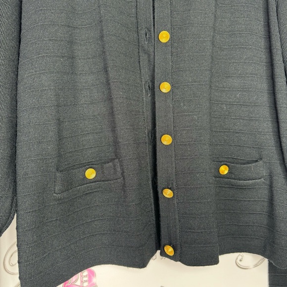 Eaton cardigan black gold buttons luxe blazer style sweater button up luxury - Picture 2 of 6